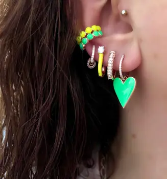 

2020 new arrive summer jewelry high quality girlfriend lover gift Neon enamel colorful heart charm dangle dangling earring