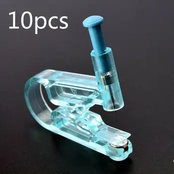 

Free Shipping 10pcs Disposable Painless Healthy Safety Asepsis Nose Ear Piercing Gun No No Inflammation Blue Kit