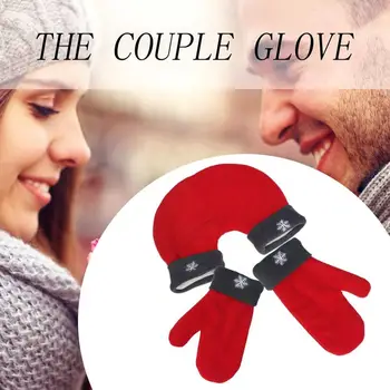 

1 Set Romantic Sweethearts Lovers Gloves Women Men Winter Thickening Warm Polar Fleece Mittens For Lovers Couple Gift