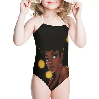 

HYCOOL Firefly African Black Beauty Girl Pattern One Piece Swimsuit Teen Girl Swimwear Infant Kids Swimming Bathing Suits Summer