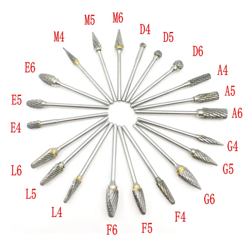 Fresa de carburo de acero de tungsteno, vástago de 2,35mm, herramienta rotativa de doble corte de diamante, herramientas de Pulido Dental rotativa