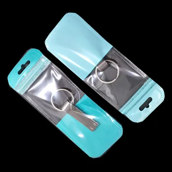 

100PCS/ Lot Green Self Sealing Zip Lock Bag Clear Window Electronic Accessories Earphone Jewelry Storage Pouches With Hang Hole