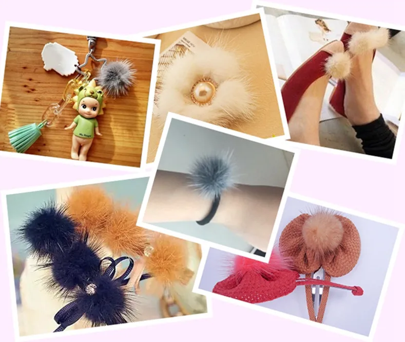 Jewelry Making Supplies Craft Supplies Pom Poms Craft Supplies 3cm Mink Pom Poms Fluffy Keychain Hair Accessories Earrings Sandals Household Furry Handmade DIY Material Accessories 5/10 Pcs
