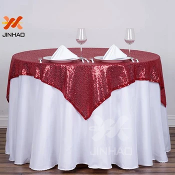 

Christmas Tablecloth Round 100% Polyester Sequin Fabric Red Sequin Round Table Cloth Wedding