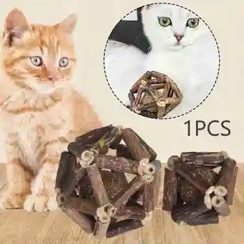 

Pet Cat Pure Natural Catnip Exquisite Ball Pet Biting Toy Molar Cleaning Teeth Care Play Ball Handmade Wooden Cat Exercise Toy