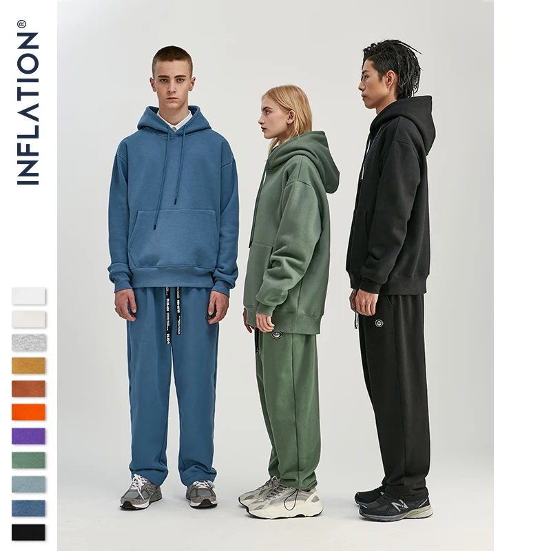 Goedkoop Inflatie 2019 Herfst Mens Dikke Fleece Hoodies Hip Hop Pure Hoodies Dikke Fluwelen Stoffen Winter Hoodies Voor Mannen Vrouwen 167W17