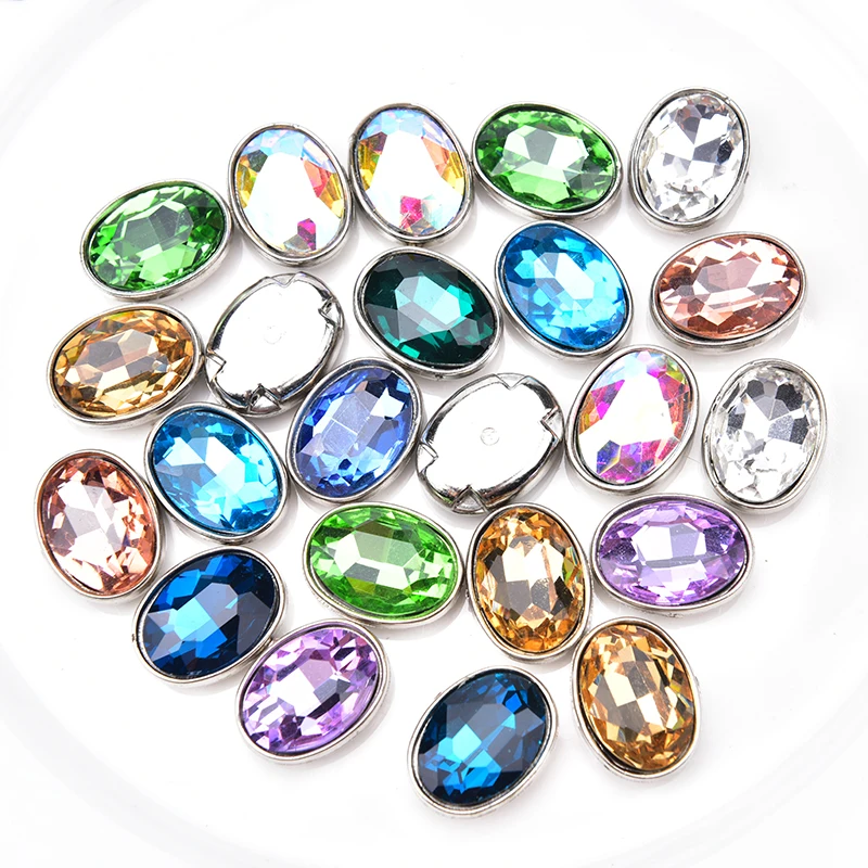 

140pcs Mix Color Glass Oval Shape Rhinestones Sew On Wedding Dress Decoration Crystal With Not Hook Claw Setting 4 Holes DIY