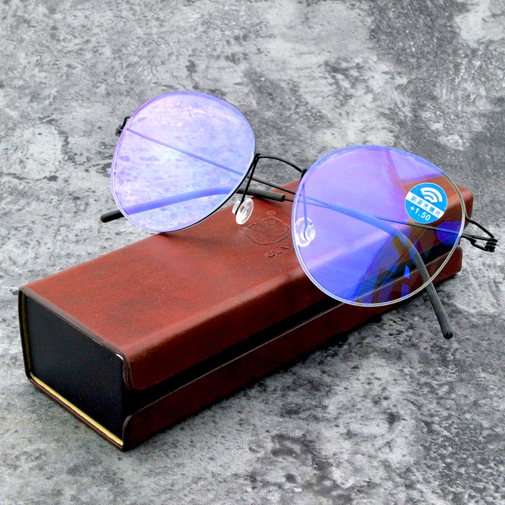 Screwless Titanium Alloy Retro Simplicity Handcrafted Spectacles 12-layer Coated Lens Round Reading Glasses +0.75 to +4 6