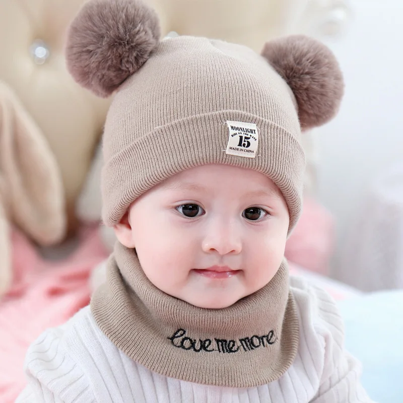 Hats with Scarf 1 Г. Осень-зима, милые однотонные флисовые теплые детские наушники для новорожденных мальчиков и девочек 0, 1, 2, 3 лет, шапки для маленьких девочек - Цвет: Hats with Scarf 1