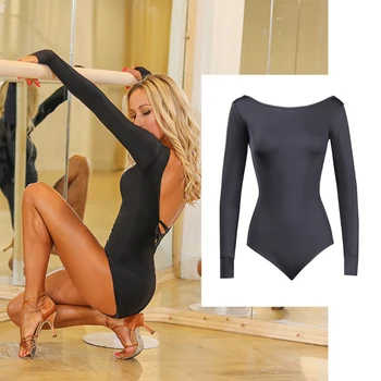 

Latin Dance Tops Women Sexy Black Bodysuit Latin Dance Dress Adult Ballroom Latin Dance Competition Dresses Cha Cha Rumba Dance