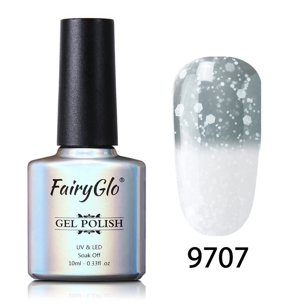 FairyGlo 10 мл Гель-лак для ногтей Снежный термальный Хамелеон Изменение температуры Цвет Гель-лак УФ-гель для дизайна ногтей лак Эмаль - Цвет: 9707