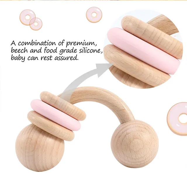 1PC Baby Rattle Toys Half Ring Beech Toys Silicone Rings Rodent Musical Chew Play Gym Montessori Stroller For Children Products 4
