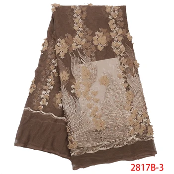 

High Society Latest French Bridal Embroidery African Laces Fabrics With Beaded Stones QF2817B-3