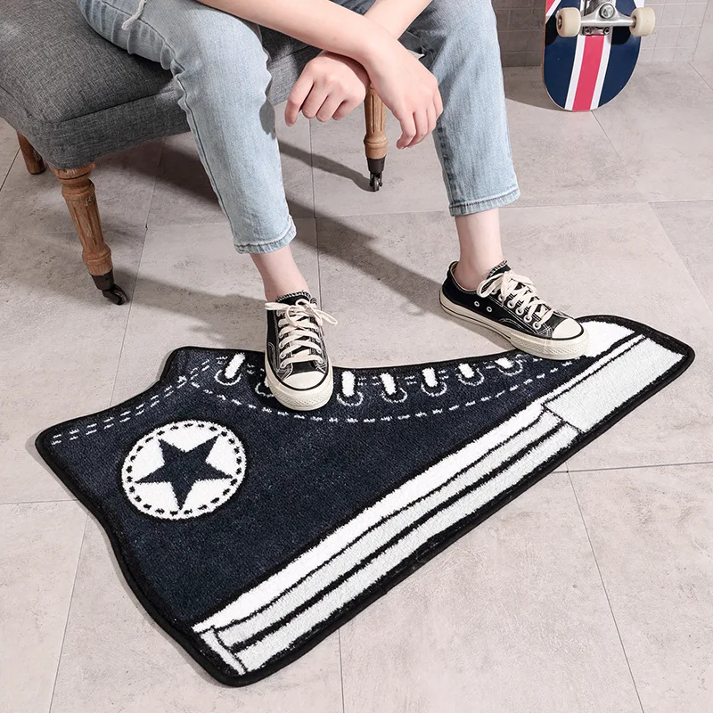 Онлайн знаменитостей Трендовое моделирование обуви Флокированный Придверный коврик бытовой спальни ванной дверной проем водопоглощающий Противоскользящий мА