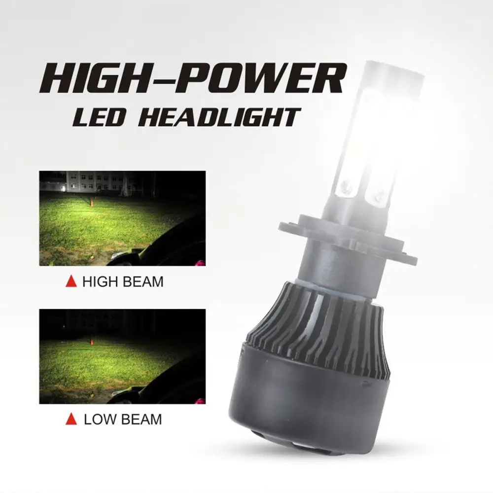Car Light S2 H4 H7 H1 COB LED Headlight Bulbs H11 H13 12V 9005 9006 H3 9004 9007 9012 72W 8000LM Car LED lamp Fog Light 6