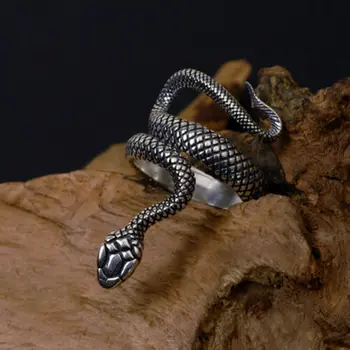 

Fashion Punk Animal Snake Ring Gothic Black Silver Color Metal Snake Rings For Women Men Adjustable Unisex Rings Jewelry