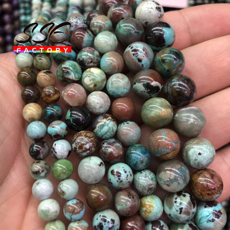 Top Natural Chinese Turquoises Stone Beads Round Loose Beads For Jewelry Making DIY Charm Bracelet Handmade 6 8 10MM 15