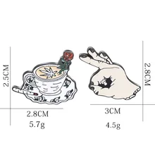 Европа и Америка аксессуары Роза кофейная чашка ок жеста панк забавная брошь Лидер продаж