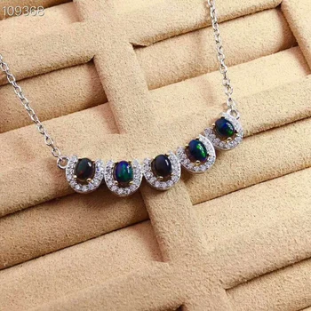

Fidelity natural 3*4mm black opal Necklaces s925 sterling silver fashion fine jewelry for women party natural gemstone