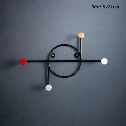 black colorful dot Ключница настенная Настенное крепление ключница нордическая креативная полка из кованого железа крючки пальто Сумочка шляпа шарф держатель домашнее украшение-подвеска - Цвет: black colorful dot
