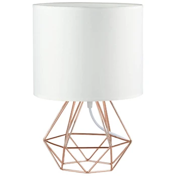 

Decorative Retro Geometric Table Lamp Drum Shade Bedside Home Lighting Light for Bedroom Living Study Room Lamp EU Plug