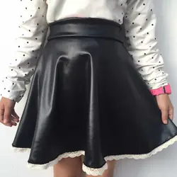 2019 новые женские винтажные юбки из искусственной кожи с высокой талией эластичные черные сексуальные кружевные плиссированные мини-юбки