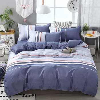 

Thumbedding Colorful Stripes Bedding Set Single Fresh Simple Classic Blue Duvet Cover King High End Full Twin Queen Bed Set