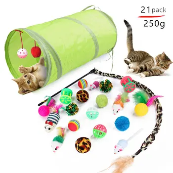 

21 Set New Pet Toy Cat Channel Funny Cat Stick Mouse Supplies Value Combination
