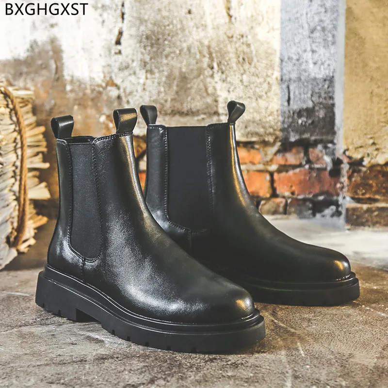 

Motorcycle Boots for Men Male Winter Shoes for Men 2022 Platform Boots Man Black Chelsea Boots Men Casual Shoes Chaussure Homme