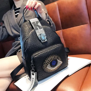 

Diamond Backpack for Women New Rhinestone Big Eye Large Capacity Backpacks Dual-use Shoulder Bag Casual Bagpack