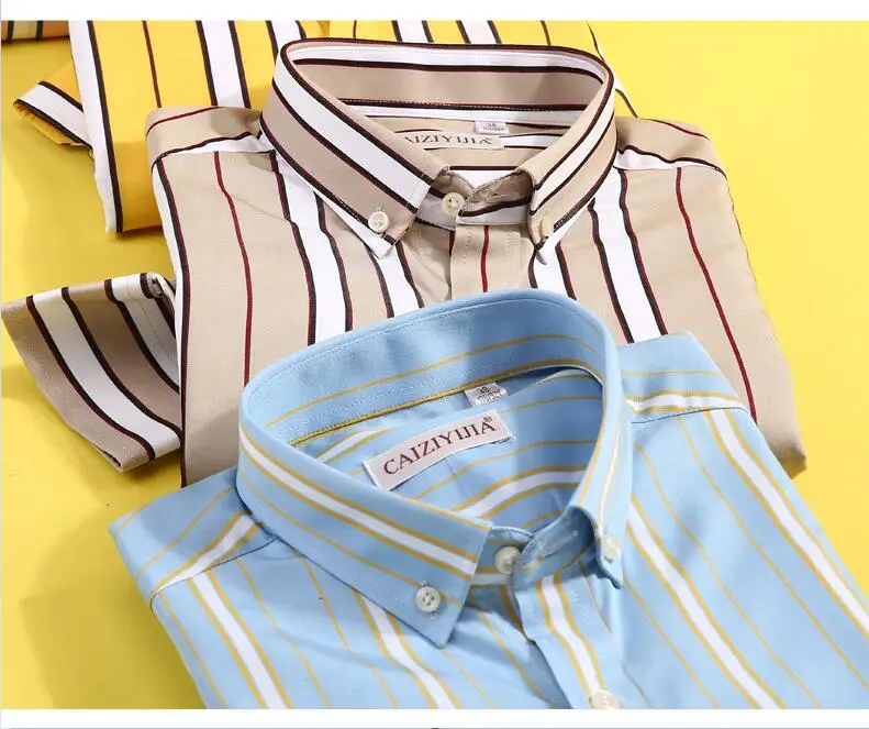 Caiziyijia S/S предварительный просмотр Уличная Повседневная цветная полосатая шелковая рубашка для мужчин квадратный воротник с длинным рукавом Camisa Masculina
