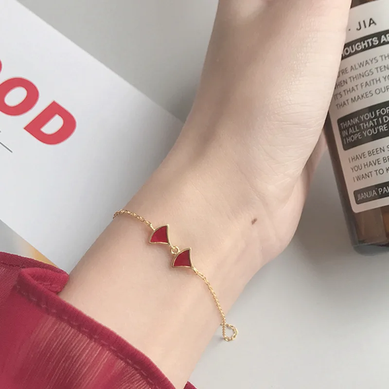 

Leaf Bracelets Women's S925 Fine Silver INS Non-mainstream Design Students Best Friend Hand Jewelry Korean-style Simple