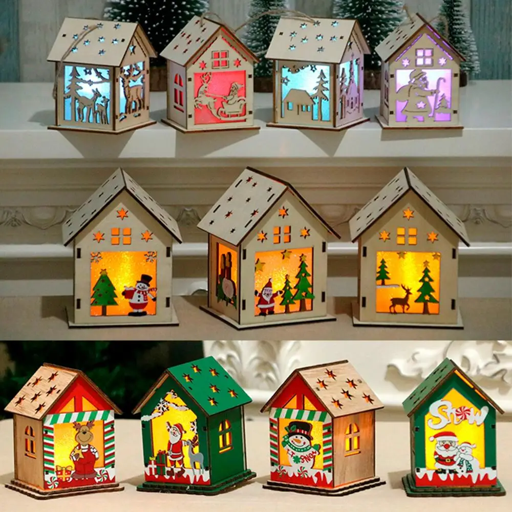 

Merry Christmas Tree House Led Light Village Christmas Houses Wood New Year Decor Noel Ornaments Christmas Decorations For Home