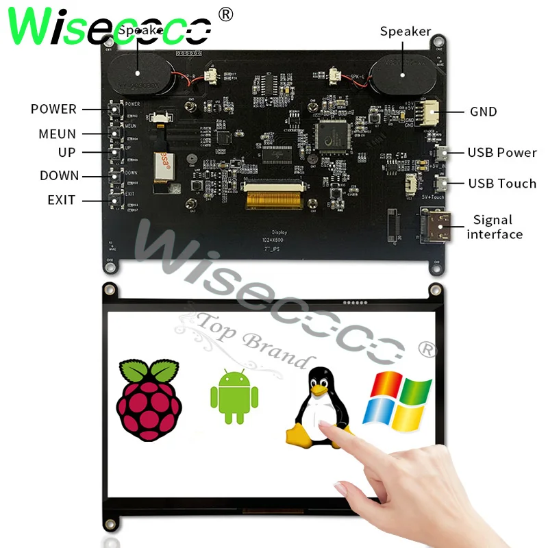 7-дюймовый IPS Raspberry Pi сенсорный ЖК-дисплей модуль 1024x600 Android Windows Linux все в одном