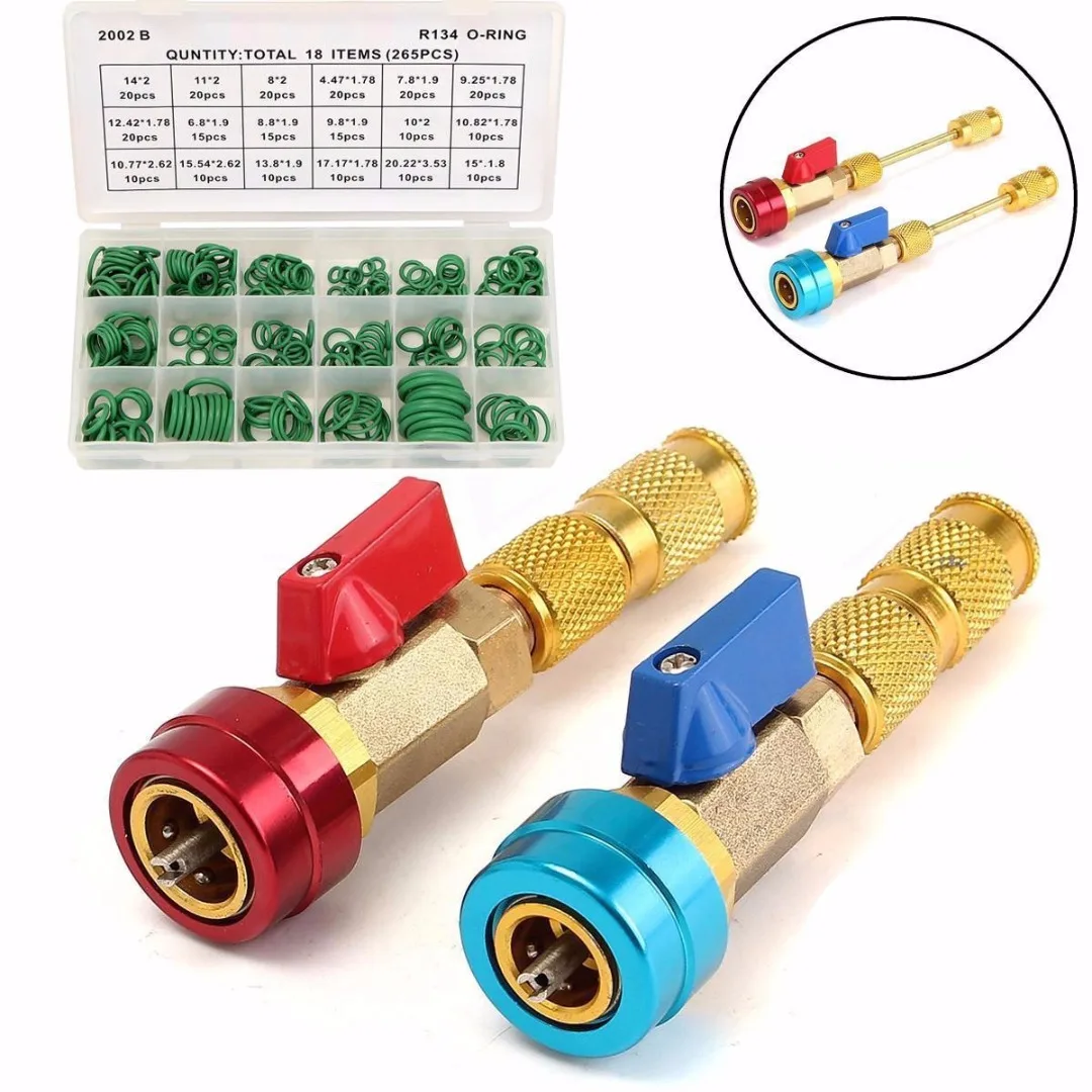DWZ R134a Valve Core Quick Remover Tool + 265Pcs A/C R12 Car O-Ring Assortment Kit