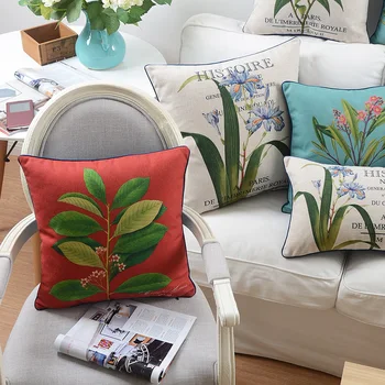 

Free Shipping!Romantic pastoral square throw pillow/almofadas case 45x45 53x53 60x60 30x50,flower leaf cushion cover home decore