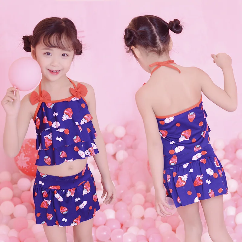 

Children Two-piece Swimsuits GIRL'S Two-Piece Bikini Girls Cute Princess Bow Stripes Swimming Suit Wholesale