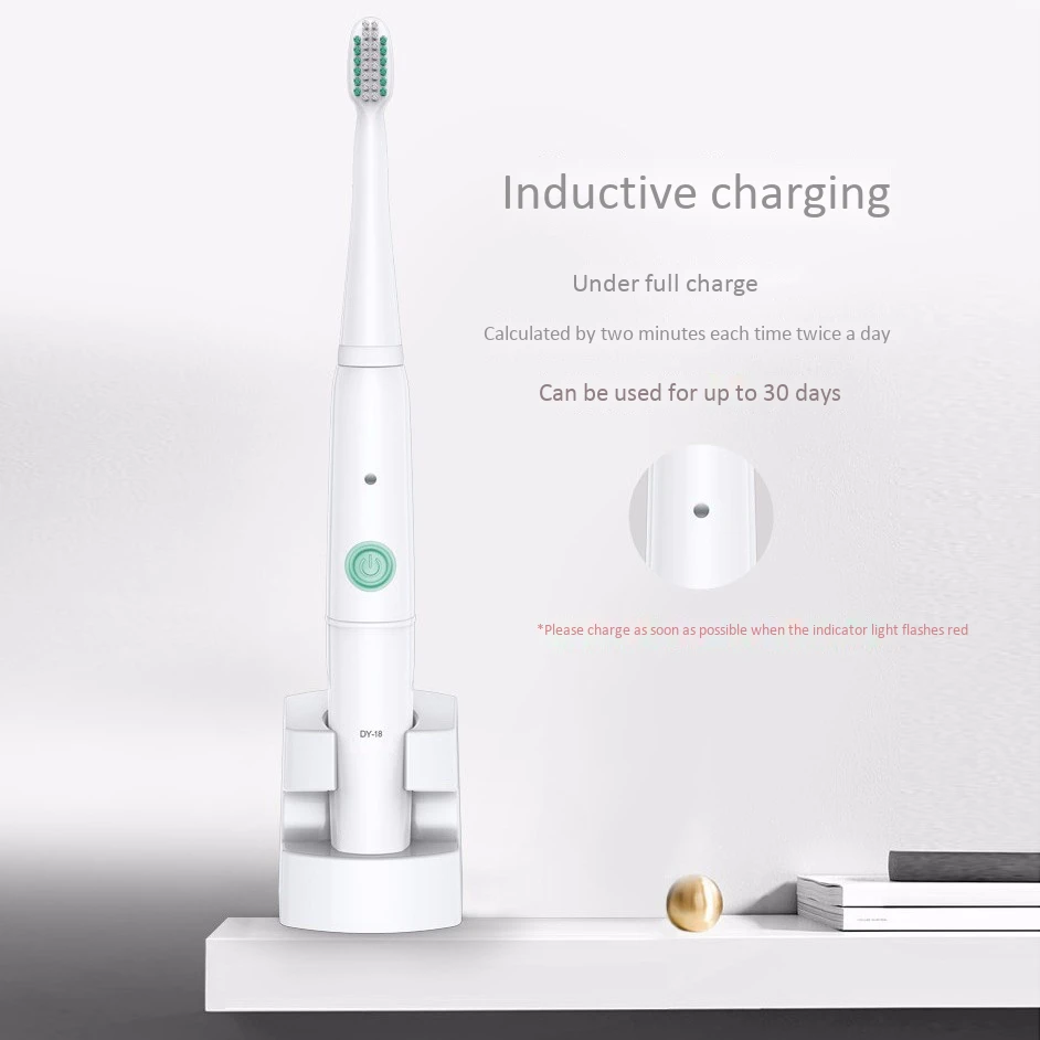Dy18 Electric Toothbrush Sonic Adult Inductive Charging Toothbrush Holder with 4 Replacement Brush Head Body Waterproof Intellig