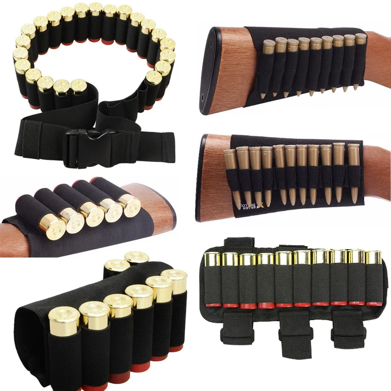 1000D Nylon Bullet Bag Outdoor Buttstock Hunting Ammo Pouch Tactical Military Airsoft Shell Holder Gun Accessories Cartridges