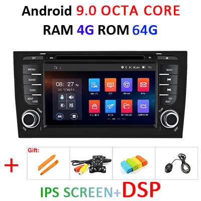 DSP Android 9,0 64G 2 DIN Автомобильный dvd-плеер для AUDI A6 RS6 1997-2004 S6 1997 gps радио Мультимедиа Стерео навигация ips экран ПК - Цвет: 9.0 4G 64G IPS DSP