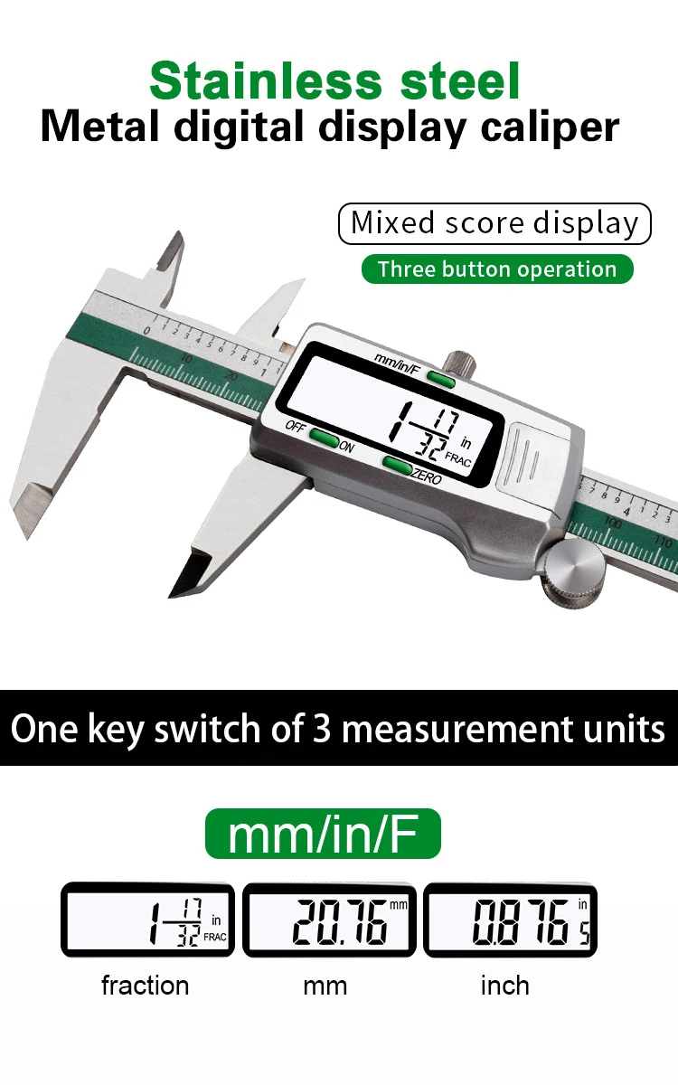 Цифровой штангенциркуль из нержавеющей стали 150 мм фракция/мм/дюйм жк-дисплей штангенциркуль Высокоточный измерительный инструмент