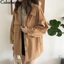 Colorfaith Новинка осень зима женские куртки Карманы Однобортный Теплый корейский стиль элегантное пальто Верхняя одежда для женщин JK835