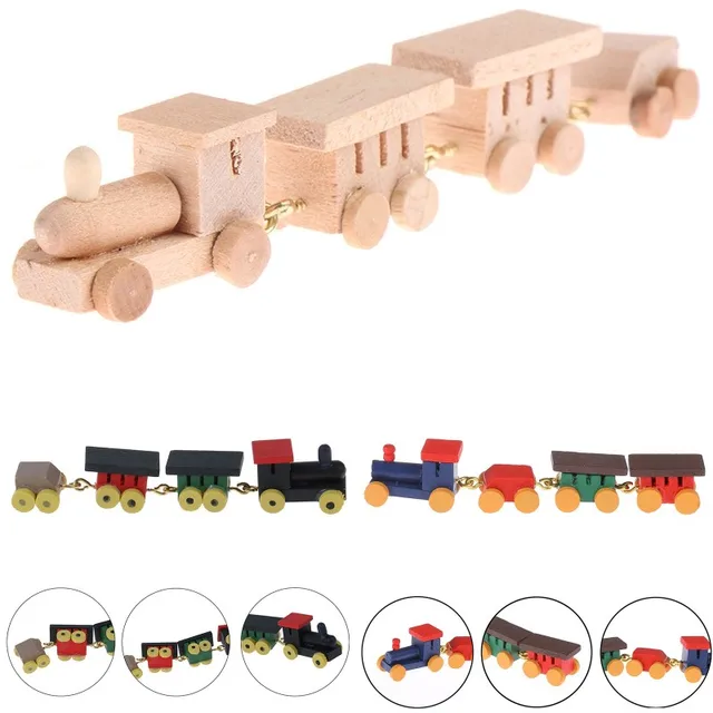 1Pc Mini Wooden Train Simulation Model Toys 1/12 Dollhouse Miniature Accessories For Doll House Decoration Educational Toys 1