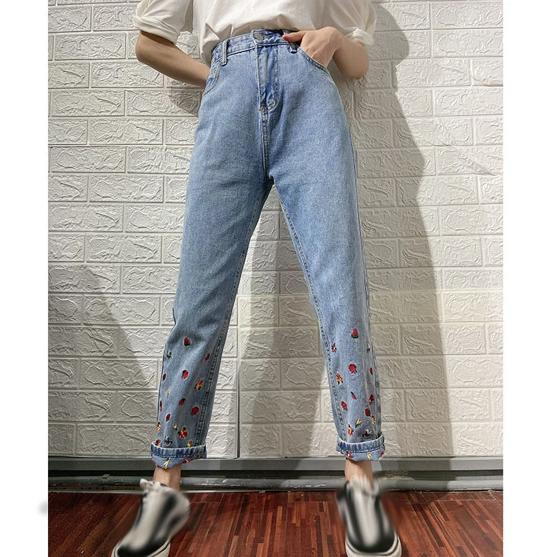 Pantalones vaqueros ajustados de cintura alta para mujer, ajustados, temperamento informal, rasgados, para chicas adolescentes|Pantalones vaqueros| - AliExpress