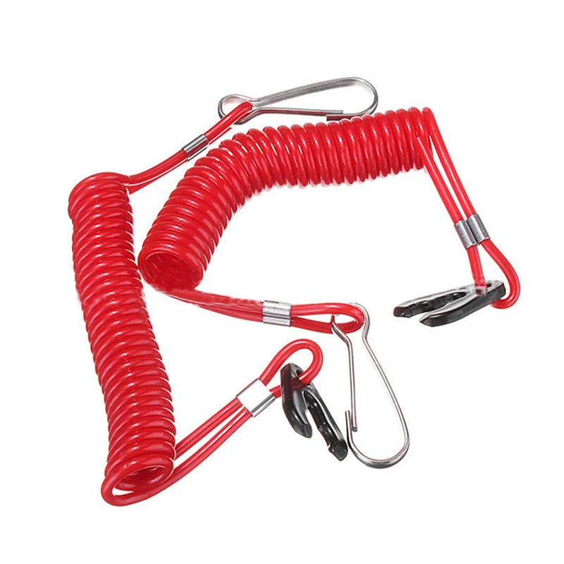 

Kill Stop Engine Switch Lanyard Safety Clip Key Red Plastic Waterproof 160cm 2pcs Boat Outboard Useful Durable