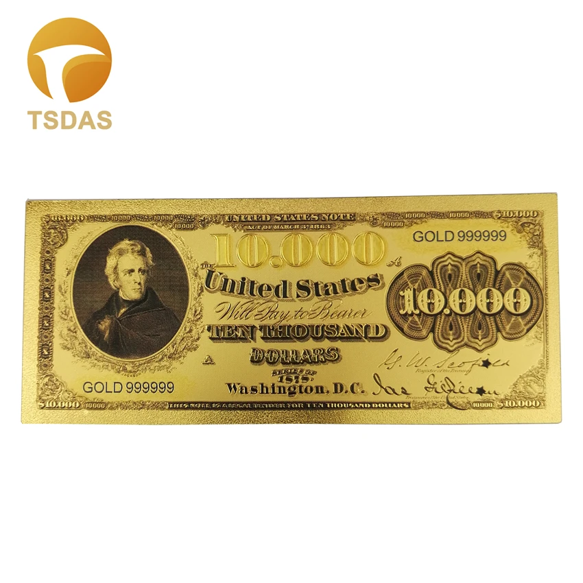 999 9 чистое золото США красочная Золотая банкнота 1863 год Америка 10 000 долларов 24K