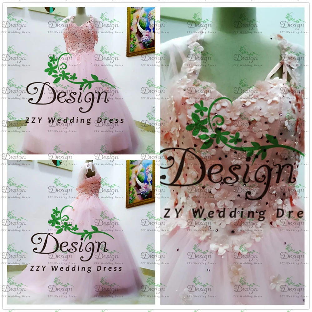 

Real Images Quinceanera Dress Spaghetti Straps Pink 3D Flowers Beading Ball Gown Vestidos De QuinceaÃ±era Dresses With Jacket