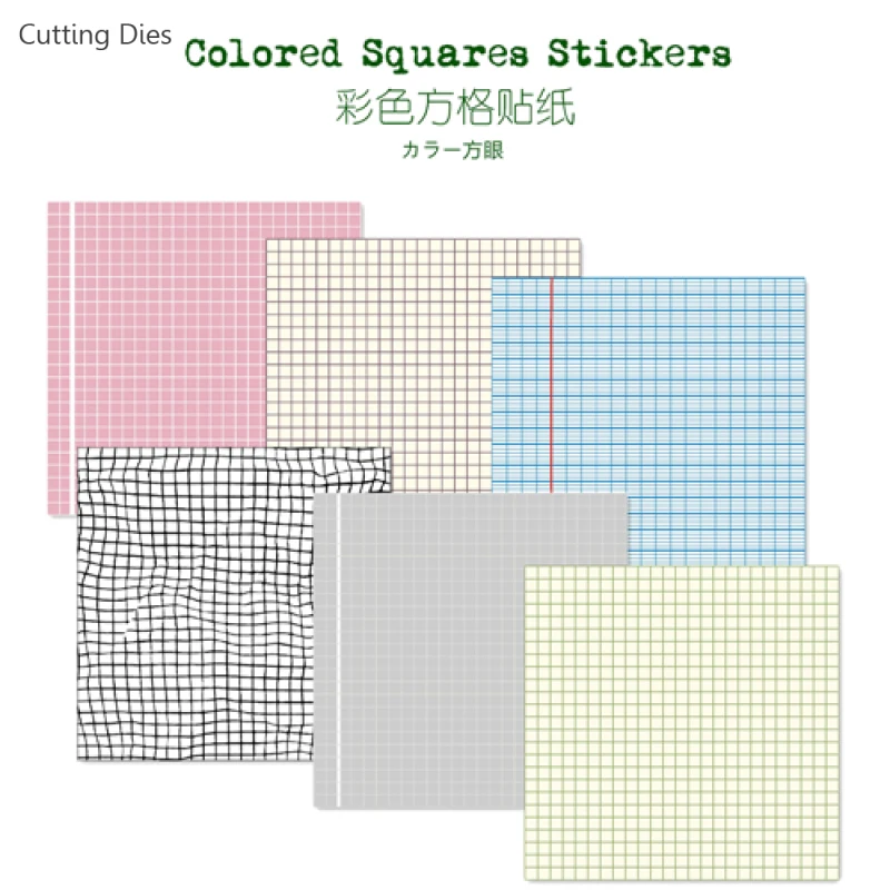 

6Pcs/lot Colorful Vintage Square Vellum Paper Stickers For Diy Photo Albums Card Making Scrapbooking Happy Planner Paper Crafts