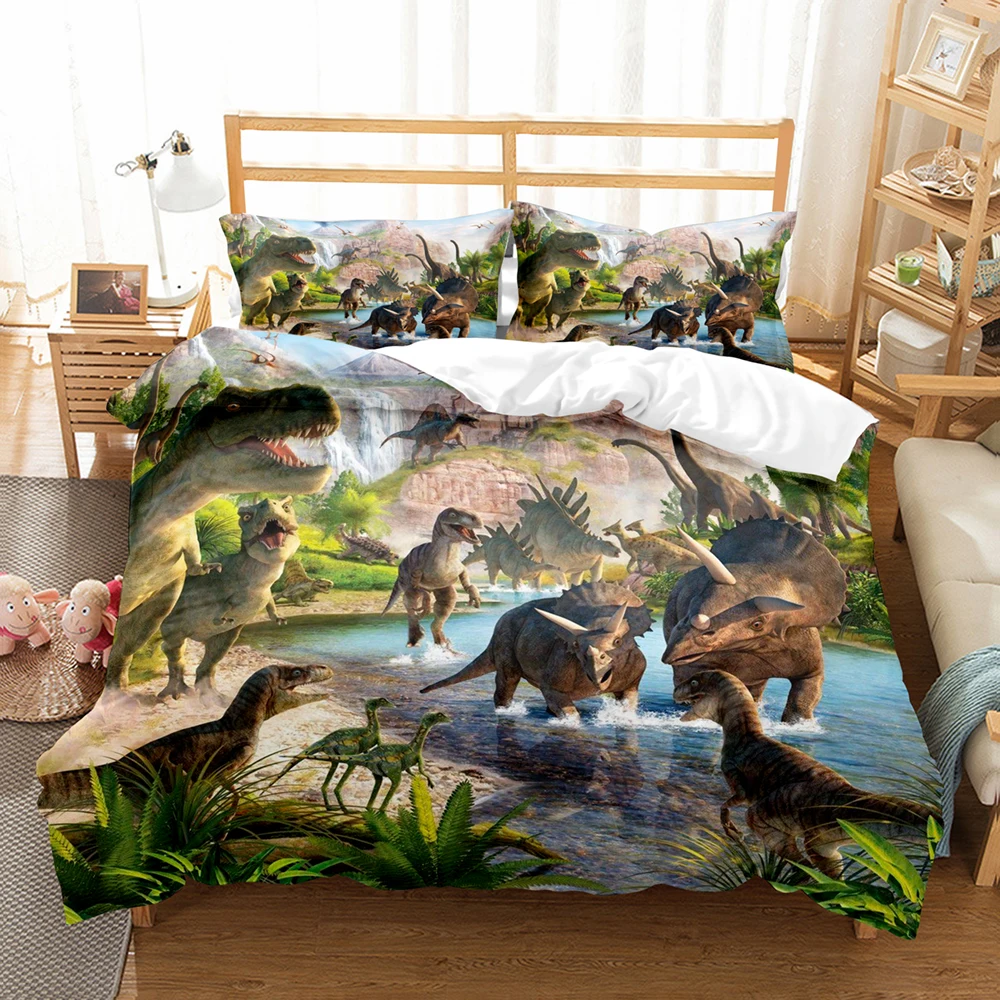 Dinossauro crianças jogo de cama cenário animal moda 3d duvet cover  conjunto consolador roupa gêmeo rainha rei único tamanho dropshipping -  AliExpress