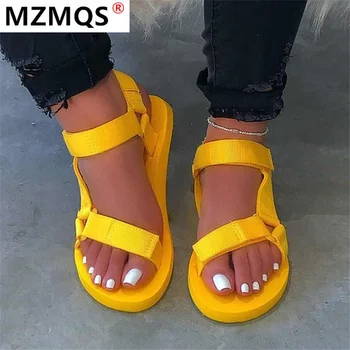 

Leather Platform Sandals Women's 2020 Summer Women's Thick Leather Shoes Fashion Buckle Thick Bottom Casual Women Large size